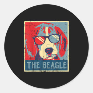 Beagle Obama Poster Vintage Animal Pet Hound D. Runt Klistermärke