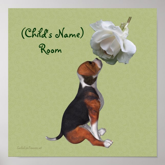 Beagle Och Rose Barnrum Personligt  Poster (Framsidan)