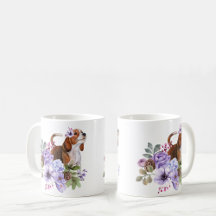 Beagle Omgiven av Frodiga Akvarellblommor