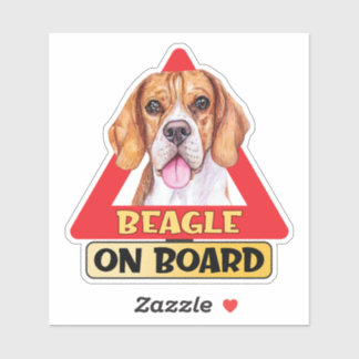 Beagle On Board Hund Red Triangle Traffic Sign Klistermärken