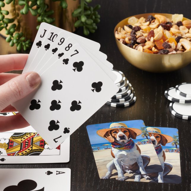 Beagle på Beach, sommargåva till hundälskare Casinokort (På plats)