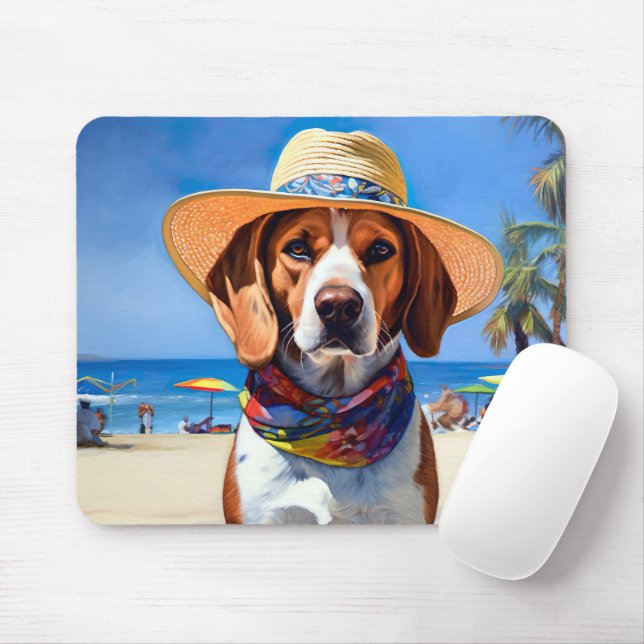 Beagle på Beach, sommargåva till hundälskare Musmatta (Med mus)
