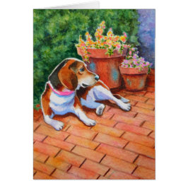 Beagle på Brick Patio Hälsningskort