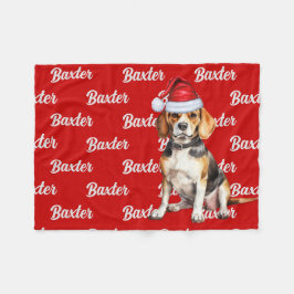Beagle på Red med Namn jul Hund Fleecefilt