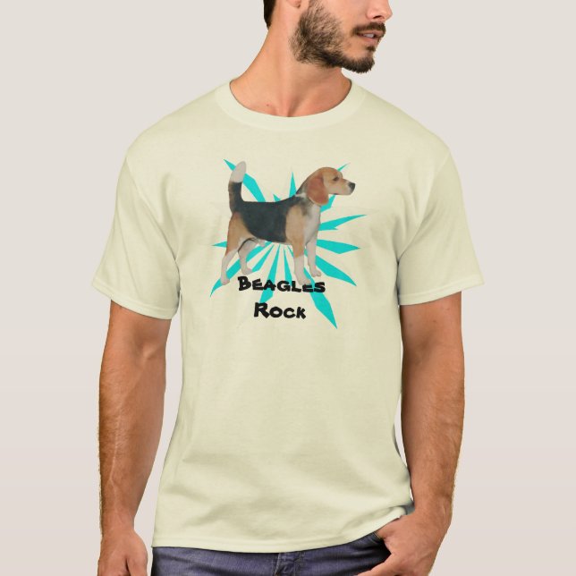 Beagle på turkosPinwheel T-shirt (Framsida)