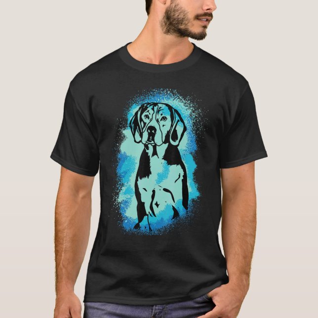 Beagle Paint Blue Design Dog Mom Dad_1 T Shirt (Framsida)