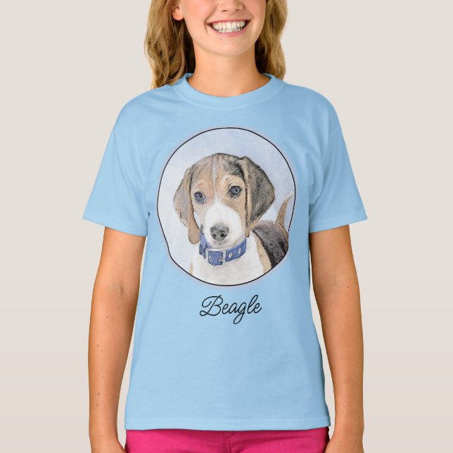 Beagle Painting - Cute Original Hund Art T-Shirt (Framsida)
