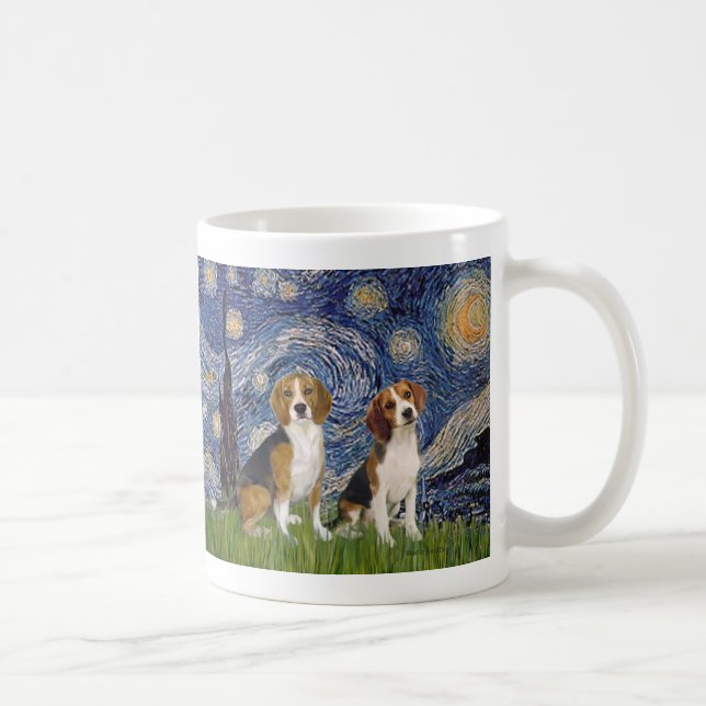 Beagle Pair - Starry Natt Kaffemugg (Höger)