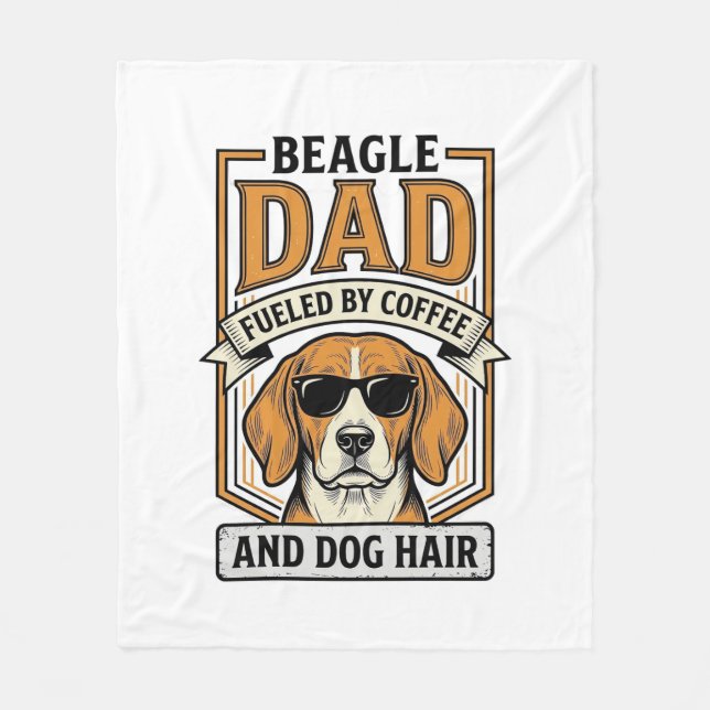 Beagle Pappa Drivs av Kaffe och Hundhår Skjorta_1 Fleecefilt (Framsidan)