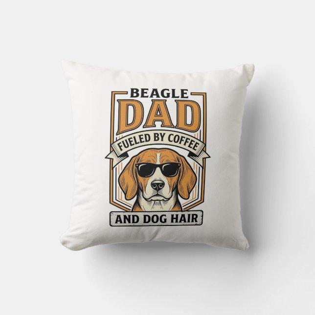 Beagle Pappa Drivs av Kaffe och Hundhår Skjorta_1 Kudde (Framsida)