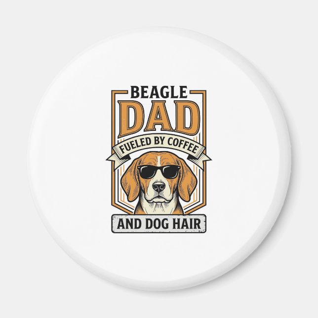 Beagle Pappa Drivs av Kaffe och Hundhår Skjorta_1 Magnet (Framsidan)