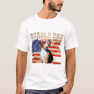 beagle pappa merica american flagga hund manar jul t shirt