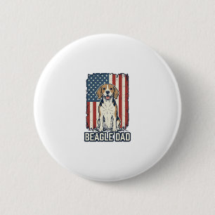 Beagle Pappa Patriotisk Vintage Gravyr Hund Design Knapp