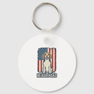 Beagle Pappa Patriotisk Vintage Gravyr Hund Design Nyckelring