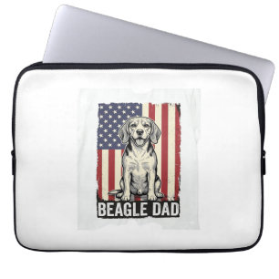 Beagle Pappa Patriotisk Vintage Hund T-Shirt Desig Laptop Fodral