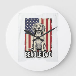 Beagle Pappa Patriotisk Vintage Hund T-Shirt Desig Stor Klocka
