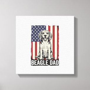 Beagle Pappa Patriotisk Vintage Hund Tröja Design_ Canvastryck