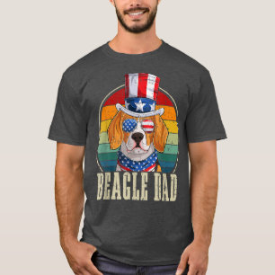 Beagle Pappa Retro Sunglass 4:e juli USA flagga F T Shirt