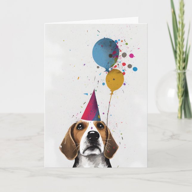 Beagle Party-hälsningskort Kort (Framsida)