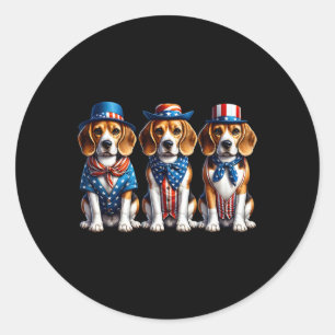 Beagle Patriotic 4:e juli USA flagga America Pupp Runt Klistermärke