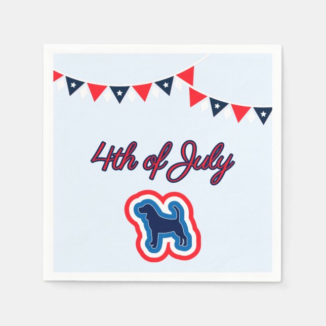 Beagle Patriotisk Röd Vit Och Blå 4:e Juli Pappersservett (Framsidan)