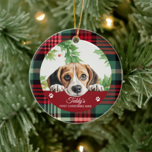 Beagle Personlig Första Julen Julgransprydnad Keramik