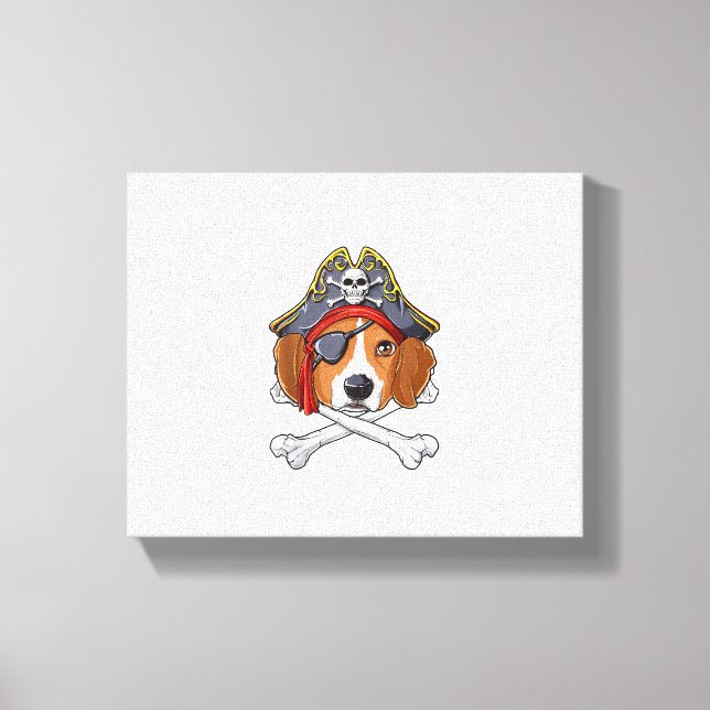 Beagle Pirat Costume Jolly Roger Flagga Skull Kor Canvastryck (Framsida)