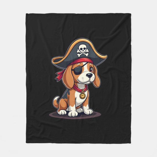 Beagle Pirat Costume Jolly Roger Flagga Skull Kor Fleecefilt (Framsidan)