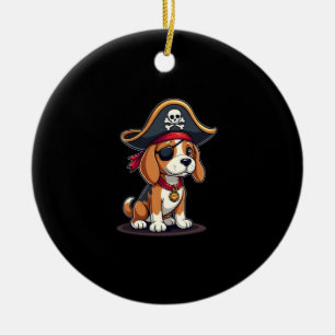 Beagle Pirat Costume Jolly Roger Flagga Skull Kor Julgransprydnad Keramik