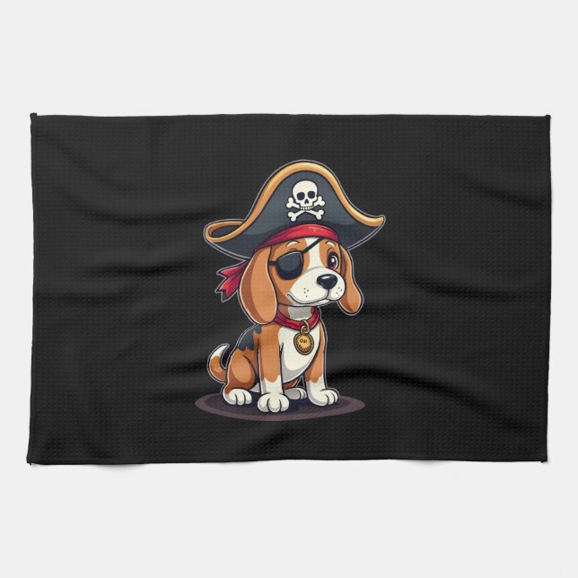 Beagle Pirat Costume Jolly Roger Flagga Skull Kor Kökshandduk (Horisontell)