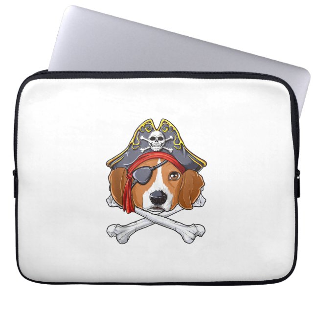 Beagle Pirat Costume Jolly Roger Flagga Skull Kor Laptop Fodral (Framsidan)