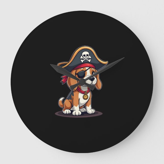 Beagle Pirat Costume Jolly Roger Flagga Skull Kor Stor Klocka (Framsida)
