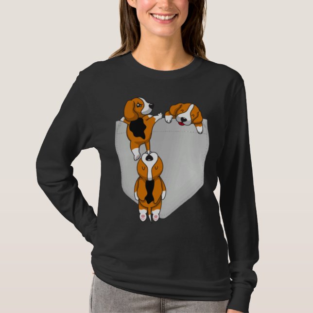 Beagle Pocket Graphic Dog T Shirt (Framsida)