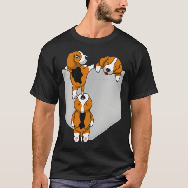 Beagle Pocket Graphic Dog T Shirt (Framsida)
