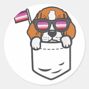 Beagle Pocket Hund LGBT Lesbisk Flagga Gay pride A Runt Klistermärke