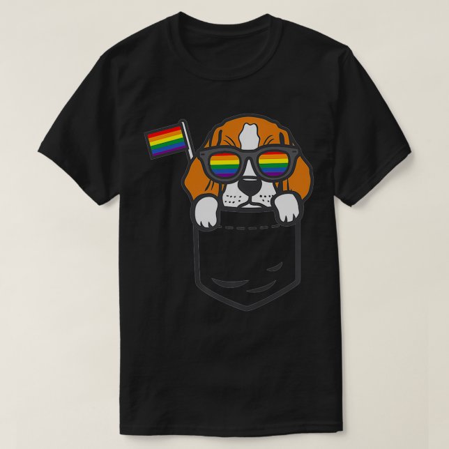 Beagle Pocket Hund LGBTQ Rainbow Flagga All T Shirt (Design framsida)