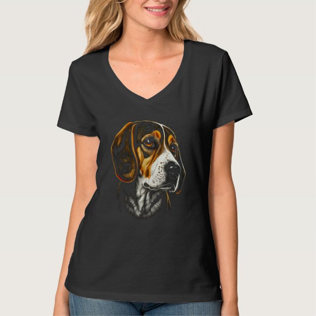 Beagle Portrait For Dog Owners T Shirt (Framsida)