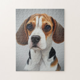 Beagle Porträtt Gouache Fine Art Pussel