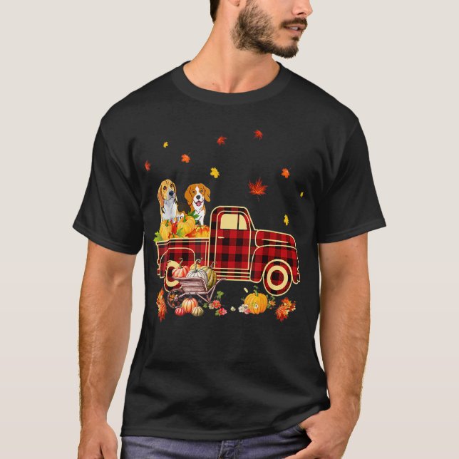 Beagle Pumpkin Lastbil Fall Löv Thanksgiving Hallo T Shirt (Framsida)