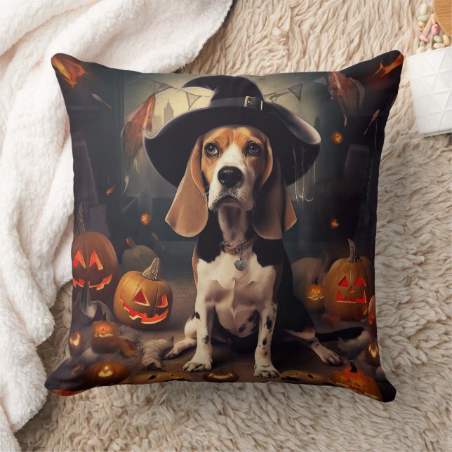Beagle Pumpkins Halloween Scary Kudde (Filt)