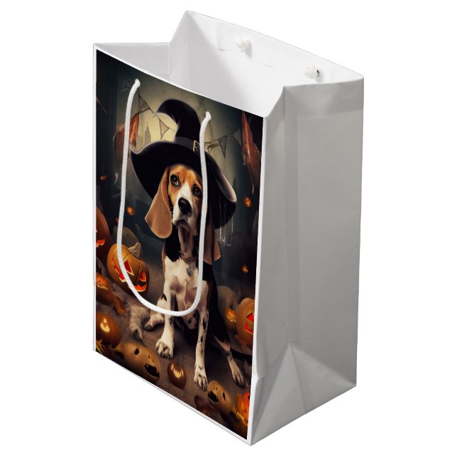 Beagle Pumpkins Halloween Skräckinjagande (Framsidan Vinklad)