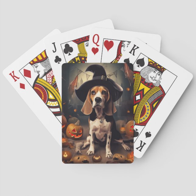 Beagle Pumpkins Halloween Skräckinjagande Casinokort (Baksidan)