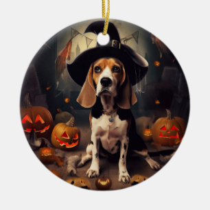 Beagle Pumpkins Halloween Skräckinjagande Julgransprydnad Keramik