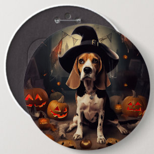 Beagle Pumpkins Halloween Skräckinjagande Knapp