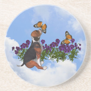 Beagle Puppy Butterflies Animal Underlägg