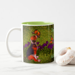 Beagle Puppy Butterflies Hund Art Personlig Två-Tonad Mugg