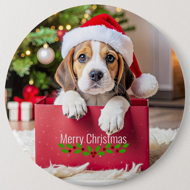 Beagle Puppy Christmas Design, Knapp (Framsida)