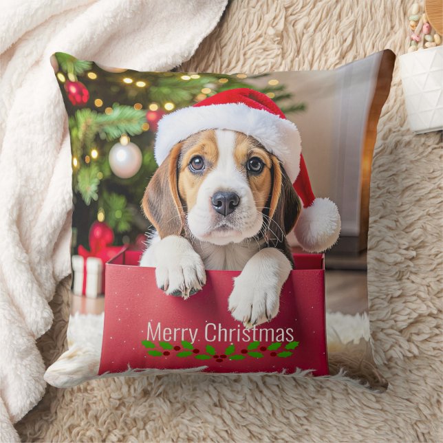 Beagle Puppy Christmas Design, Kudde (Filt)