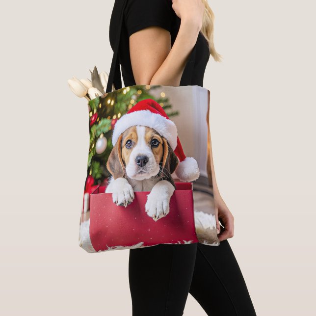 Beagle Puppy Christmas Design, Tygkasse (Närbild)