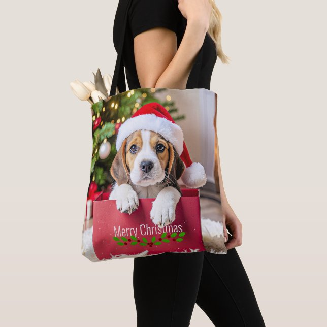 Beagle Puppy Christmas Design, Tygkasse (Närbild)